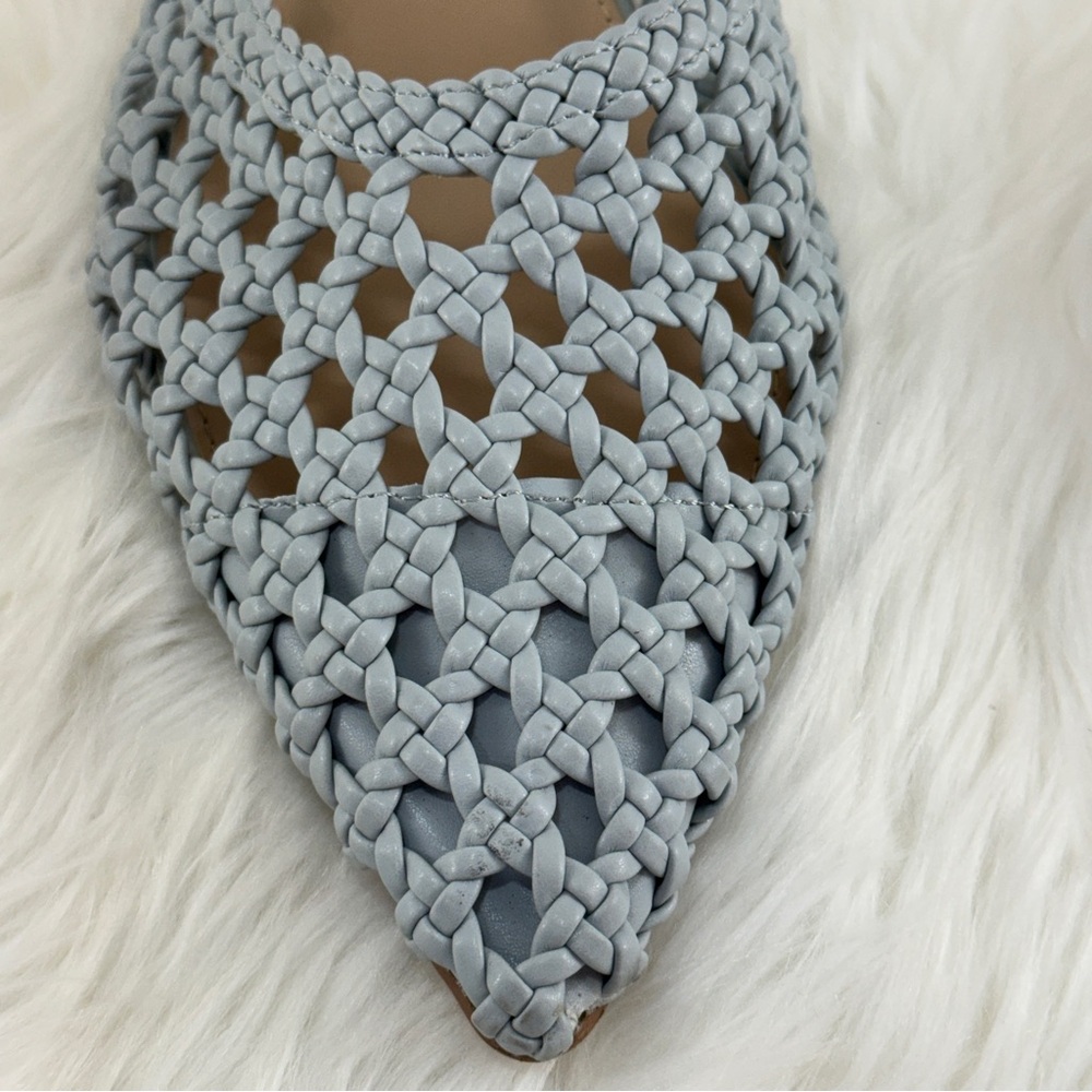 💖 Sincerly Jules Light Blue Pointed-Toe Woven Mules Sz 9 - Picture 10 of 11